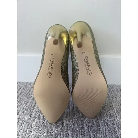 Charles By Charles David Gold Sparkle Stiletto Heels, Glamcore, Size 7.5, EUC - Picture 6 of 6